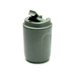 Vaso térmico Stamina Tanik 1241, verde salvia, vista del vaso con el tapón de cierre levantado