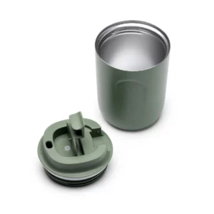 Vaso térmico Stamina Tanik 1241, verde salvia, vista del vaso abierto junto a la tapa