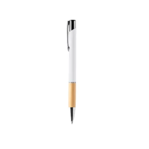 Bolígrafo de aluminio Stamina Borux 1244, blanco, vista frontal del bolígrafo