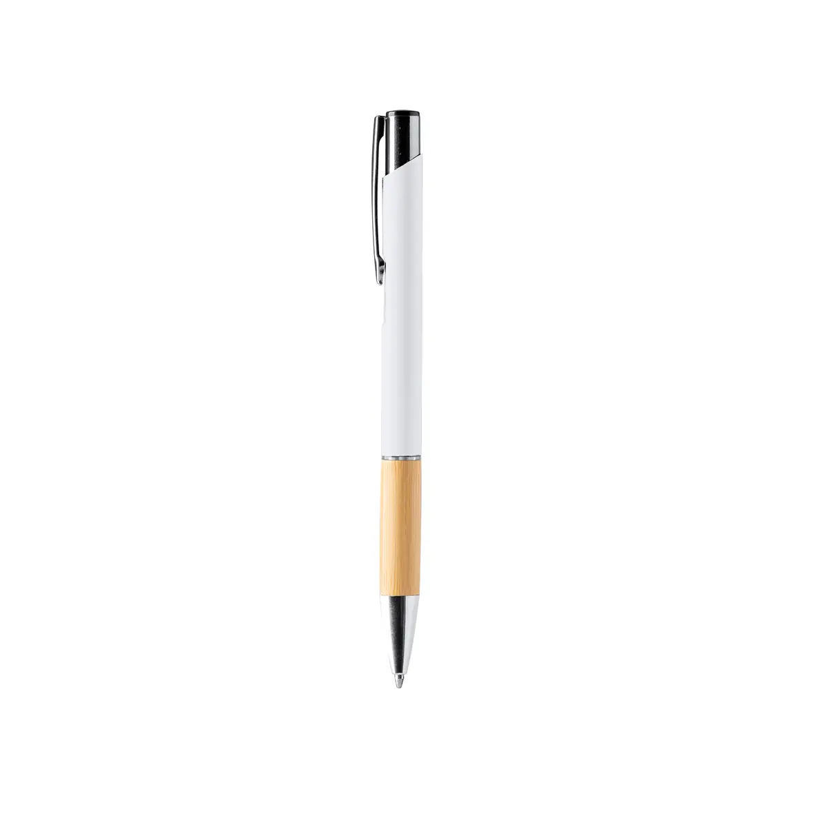 Bolígrafo de aluminio Stamina Borux 1244 1 Bolígrafo de aluminio Stamina Borux 1244, blanco, vista frontal del bolígrafo