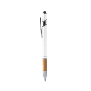 Bolígrafo con puntero Stamina Dekel 1246, blanco, vista frontal del bolígrafo