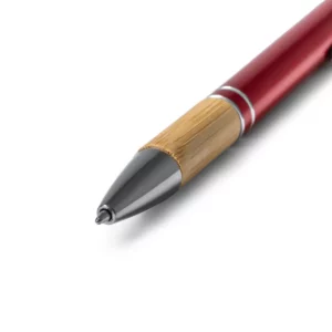 Bolígrafo con puntero Stamina Dekel 1246, rojo, detalle de la empuñadura de bambú y la punta