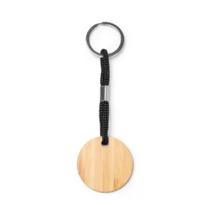 Llavero de madera Stamina Yeste 1253, diseño redondo, vista frontal del llavero