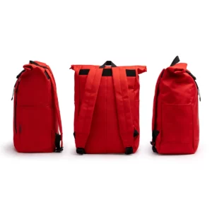 Mochila extensible Stamina Dronte 1254, rojo, vistas laterales y posterior de la mochila