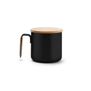 Taza con tapa de bambú Stamina Rimor 1264, negro, vista frontal del producto