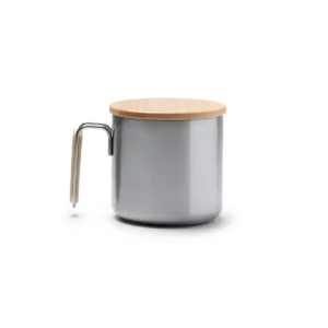 Taza con tapa de bambú Stamina Rimor 1264, plata, vista frontal del producto