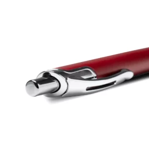 Bolígrafo de aluminio reciclado Stamina Borg 1275, rojo, detalle del pulsador y el clip