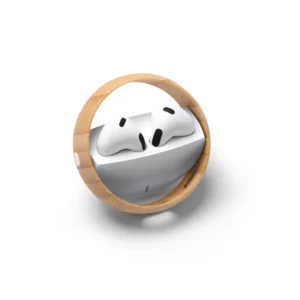 Auriculares con estuche Stamina Auron 1285, blanco, vista del estuche con el aro girado