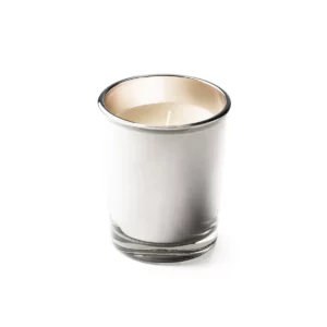 Vela aromática Stamina Kimi 1311, plata, vista frontal de la vela