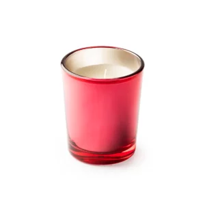 Vela aromática Stamina Kimi 1311, rojo, vista de la vela roja en perspectiva