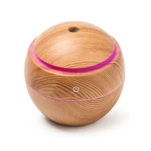 Humidificador y difusor Stamina Citrus 1314, marrón, vista del humidificador con la iluminación encendida