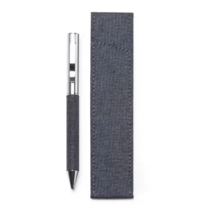 Bolígrafo Stamina Braman 1319, vaquero, vista frontal del bolígrafo y la funda incluida