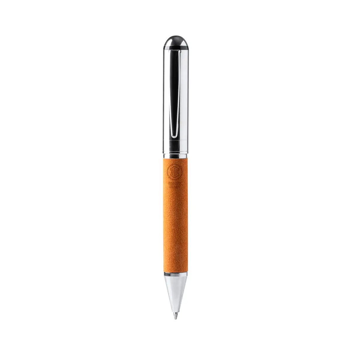 Bolígrafo giratorio Stamina Romil 1320 1 Bolígrafo giratorio Stamina Romil 1320, piel reciclada y metal, vista frontal del bolígrafo