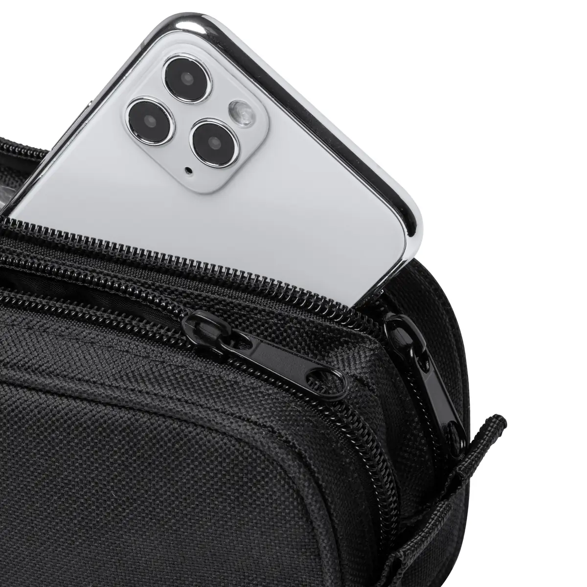 Estuche doble Stamina Dilu 1337 6 Estuche doble Stamina Dilu 1337, negro, ejemplo del compartimento abierto con un teléfono