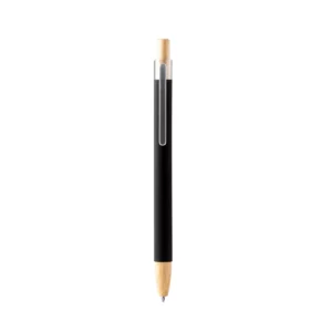 Bolígrafo metálico Stamina Silma 1339, negro, vista frontal del bolígrafo