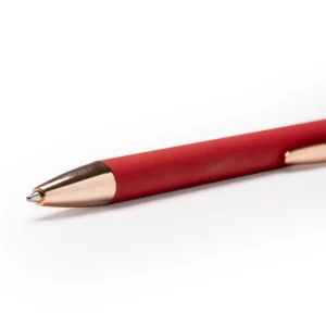 Bolígrafo con puntero Stamina Roses 1341, rojo, detalle de la punta y los detalles oro rosa
