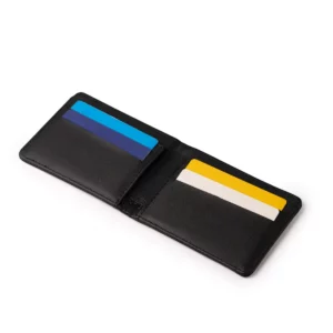 Tarjetero billetero RPET Stamina Beuner 1345, negro, vista interior con tarjetas como ejemplo de uso