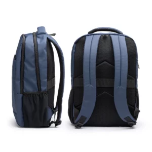 Mochila para portátil Stamina Brunen 1354, marino, vistas lateral y posterior de la mochila