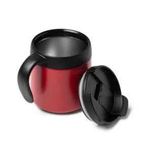 Taza térmica Stamina Vake 1358, rojo, vista de la taza abierta junto a la tapa
