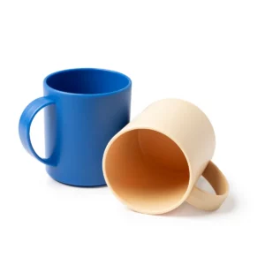 Taza de PP Stamina Lino 1362, vista conjunta de dos tazas en royal y beige