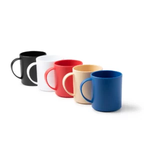 Taza de PP Stamina Lino 1362, vista conjunta de los cinco colores de taza