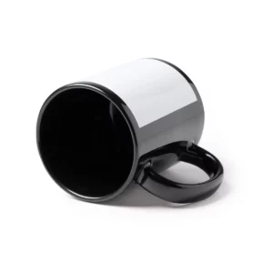 Taza negra para sublimar Stamina Lixi 1363, negro, vista de la taza tumbada con el interior visible