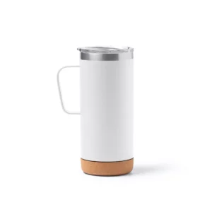 Taza de acero reciclado Stamina Beyron 1368, blanco, vista frontal del producto