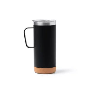 Taza de acero reciclado Stamina Beyron 1368, negro, vista frontal del producto