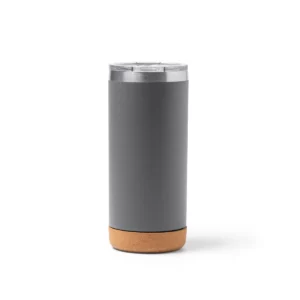 Taza de acero reciclado Stamina Beyron 1368, plomo, vista del cuerpo de la taza con la tapa colocada