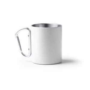 Taza con mosquetón Stamina Nasik 1369, blanco, vista frontal del producto