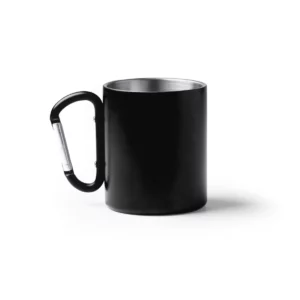 Taza con mosquetón Stamina Nasik 1369, negro, vista frontal del producto