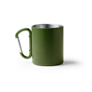 Taza con mosquetón Stamina Nasik 1369, verde oscuro, vista frontal del producto