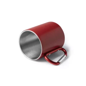 Taza con mosquetón Stamina Nasik 1369, rojo, vista de la taza tumbada con el interior visible