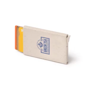 Tarjetero RFID fibra de trigo Stamina Porter 1370, crudo, ejemplo de marcaje y de uso con tarjetas