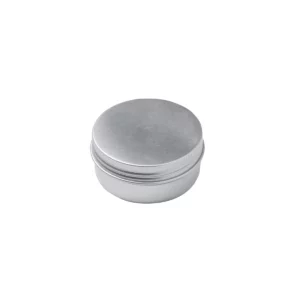 Vela de citronela Stamina Delax 1479, plata, vista en perspectiva del recipiente cerrado