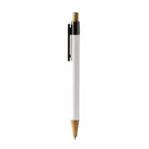Bolígrafo metálico Stamina Copla 1506, blanco, vista frontal del bolígrafo