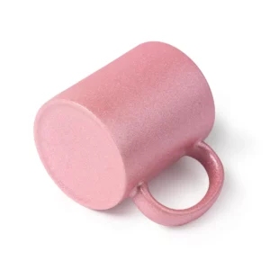 Taza con purpurina Stamina Fiona 1508, rosa claro, vista de la taza tumbada con la base visible
