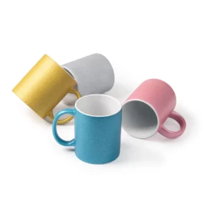 Taza con purpurina Stamina Fiona 1508, composición de las tazas en los cuatro colores