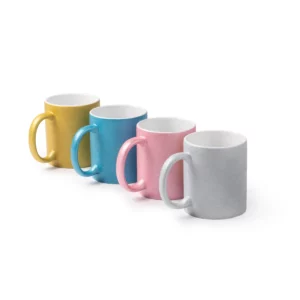 Taza con purpurina Stamina Fiona 1508, vista conjunta de las tazas alineadas en los cuatro colores