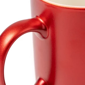 Taza de cerámica para láser Stamina Marty 1509, rojo, detalle del asa y de su unión al cuerpo