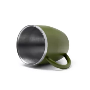 Taza térmica Stamina Bany 1518, verde oscuro, vista de la taza tumbada con el interior visible
