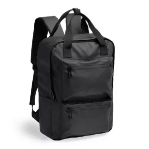 Mochila de doble bolsillo Stamina Rusel 1527, negro, vista de la mochila en perspectiva