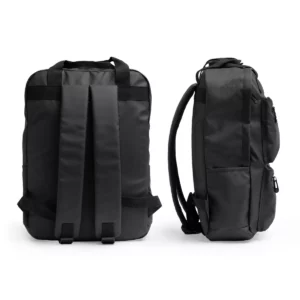Mochila de doble bolsillo Stamina Rusel 1527, negro, vistas posterior y lateral de la mochila