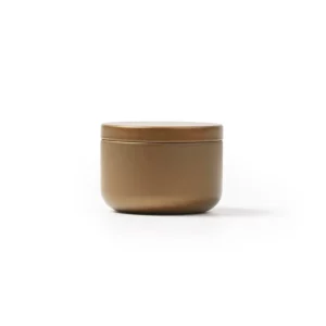 Vela aromática Stamina Gento 1529, oro, vista frontal de la vela cerrada