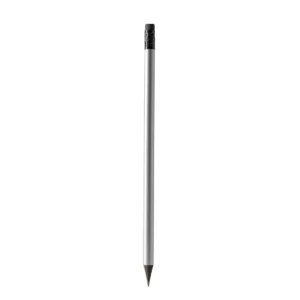 Lápiz de madera con goma Stamina Chantra 1539, plata, vista frontal del lápiz