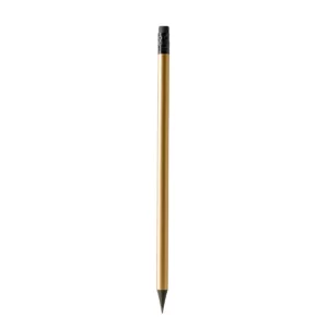 Lápiz de madera con goma Stamina Chantra 1539, oro, vista frontal del lápiz