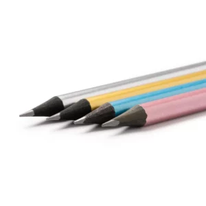Lápiz de madera con goma Stamina Chantra 1539, detalle de las puntas en los cuatro colores