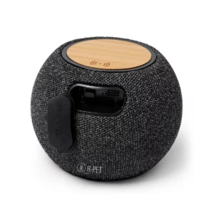 Altavoz inalámbrico Stamina Bandini 1543, negro, conector de carga con tapa abierta