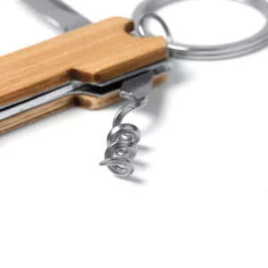 Llavero abridor de bambú Stamina Gunes 1558, crudo, detalle del modelo