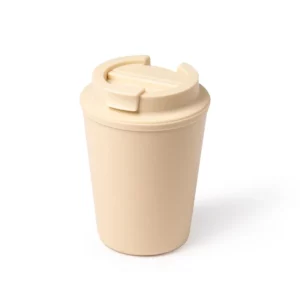 Vaso con tapa a rosca Stamina Oklan 1562, beige, vista superior del vaso en perspectiva
